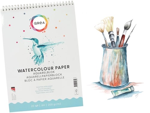 Aquarelblok Qrea A4 20vel 200gr spiraal 20 Vel-1