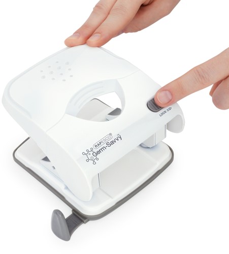 Perforator Rapesco Germ-Savvy Less Effort Eco X5-40ps antibacterieel 2-gaats wit-2