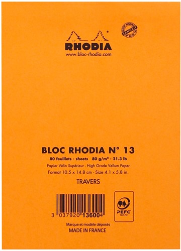 Schrijfblok Rhodia A6 lijn 80vel 80gr oranje 1 Stuk-3