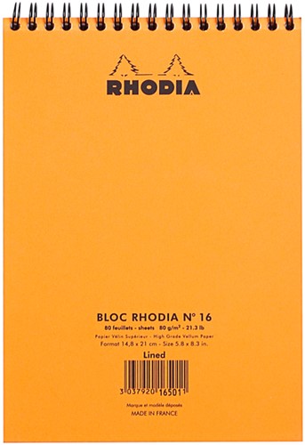 Spiraalblok Rhodia A5 lijn 160pag 80gr or 1 Stuk-3