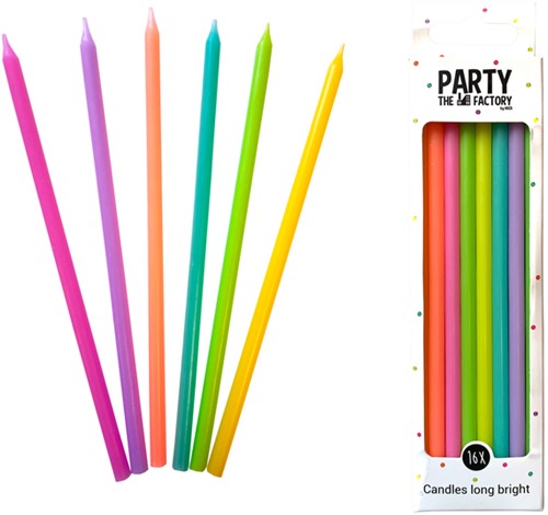 Kaarsje Haza long bright 15cm 16 stuks assorti 16 Stuk-2