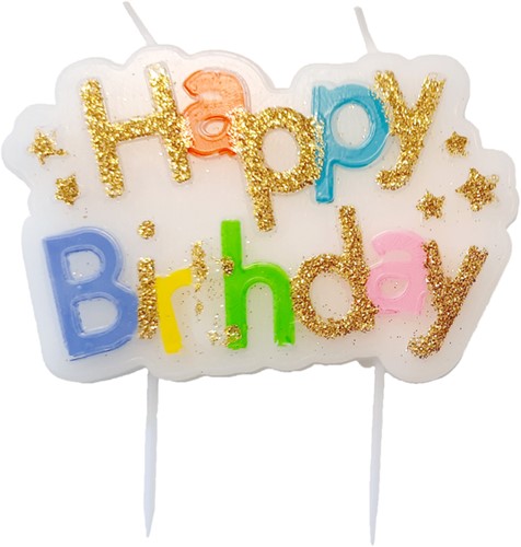 Kaarsje 'Happy birthday' 10.5cm 1 Stuk