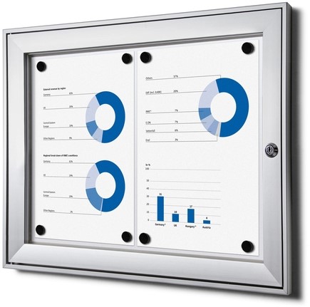Vergrendelbaar Notitiebord Indoor Zilver 2x A4 1 Stuk