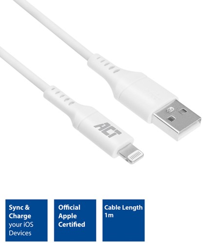 Kabel ACT USB 2.0 naar Lightning laad -en data 1m 1 Stuk-3