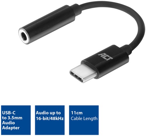 Adapter ACT USB-C naar 3.5mm audio jack 0.1 meter 1 Stuk-3