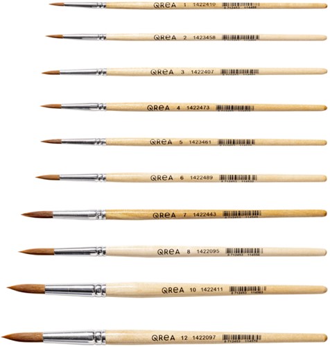 Penseel Qrea synthetisch haar  set à 10 breedtes 10 Stuk-2