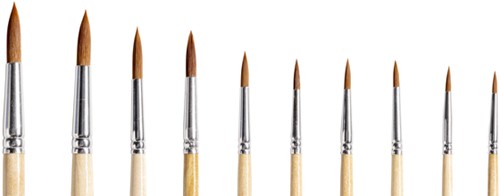 Penseel Qrea synthetisch haar  set à 10 breedtes 10 Stuk-3