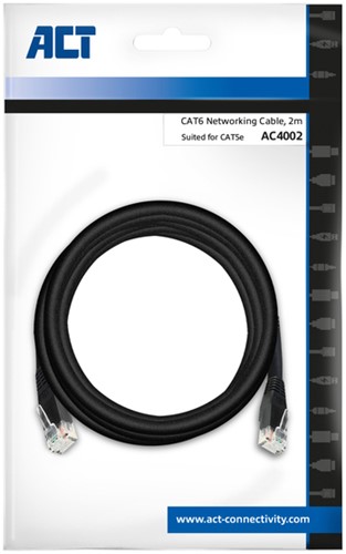 Kabel ACT CAT6 Network koper 2 meter zwart 1 Stuk-2