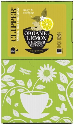 Thee Clipper infusion lemon ginger bio 250 zakjes 250 Zak