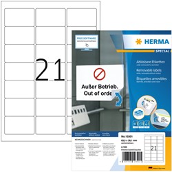 Etiket HERMA 10301 63.5x38.1mm wit 2100 etiketten 100 Vel
