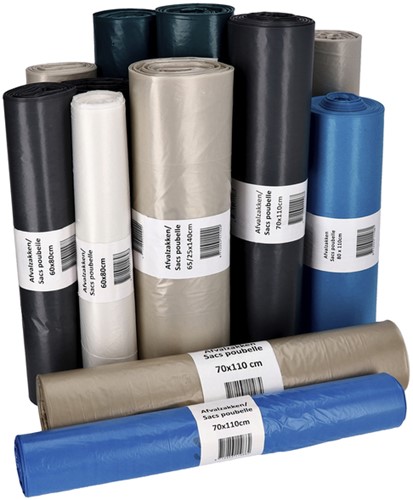 Afvalzak Cleaninq 70x110cm recycled T70 120L blauw 20 Zak-2