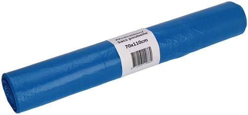 Afvalzak Cleaninq 70x110cm HDPE recycled T25 120L blauw rol à 20 stuks