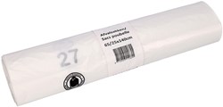 Afvalzak Cleaninq 65/25x140cm HDPE recycled T25 240L transparant rol à 10 stuks
