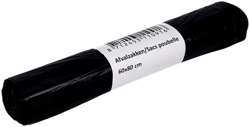 Afvalzak Cleaninq 60x80cm T23 60L zwart 20 Zak