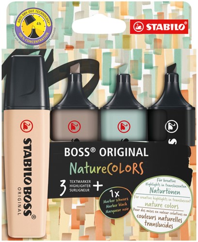 Markeerstift STABILO Boss 70/4 etui à 4st nature 4 Stuk