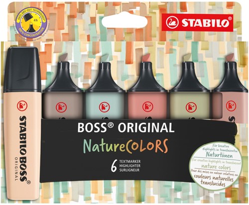Markeerstift STABILO Boss 70/6 nature colors etui à 6 stuks