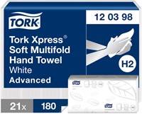 Handdoek Tork H2 Advanced 2laags 212x255mm wit 21 pak