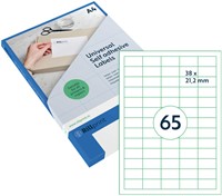 Etiket Rillprint 38x21.2mm mat transparant 1625st 25 Vel