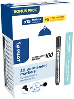 Viltstift PILOT SCA-100 rond F zwart 15+5 gratis 20 Stuk
