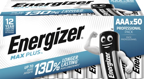 Batterij Energizer Max Plus AAA alkaline 50st 50 Stuk