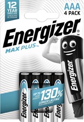 Batterij Energizer Max Plus AAA alkaline 4st 4 Stuk