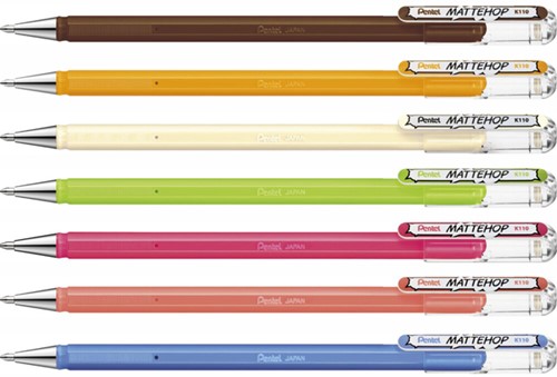 Gelschrijver Pentel K110 Mattehop Fun Origin M ass 7 Stuk-1