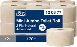 Toiletpapier Tork T2 Advanced jumbo klein naturel 12 Rol