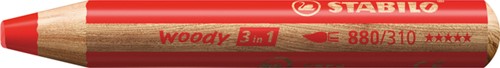 Kleurpotlood STABILO 880 woody 3 in 1 rood 1 Stuk