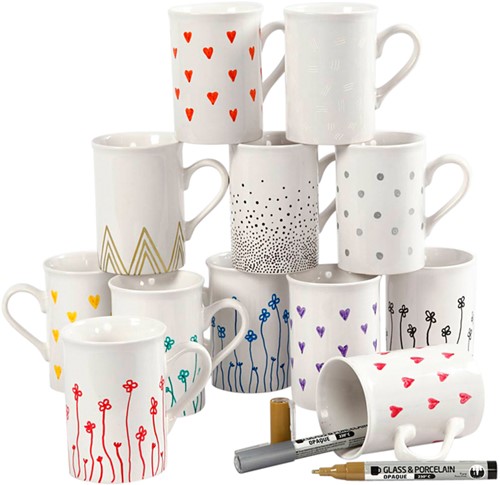 Glas porseleinstiften Crea Comp 1-2mm 12 kleuren 12 Stuk-1