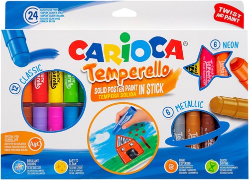 Verfstift Carioca Temperello set a 24 kleuren 24 Stuk