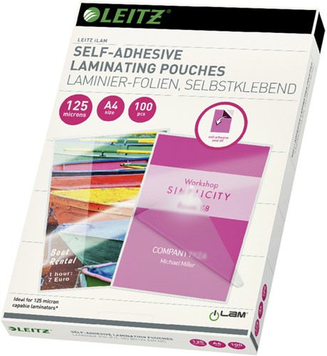 Lamineerhoes Leitz iLAM A4 zelfklevend 2x125micron EVA 100 stuks