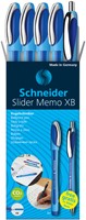 Balpen Schneider Memo XB blauw en gratis Slider 5 Stuk