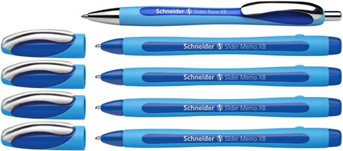 Balpen Schneider Memo XB blauw en gratis Slider 5 Stuk-2