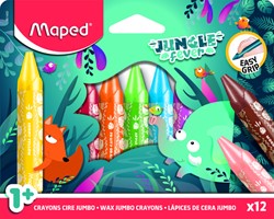 Waskrijt Maped Jungle Fever Jumbo set a 12 kleuren 12 Stuk