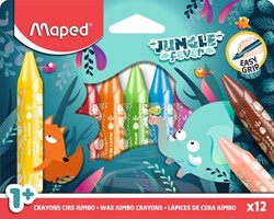 Waskrijt Maped Jungle Fever Jumbo set a 12 kleuren 12 Stuk