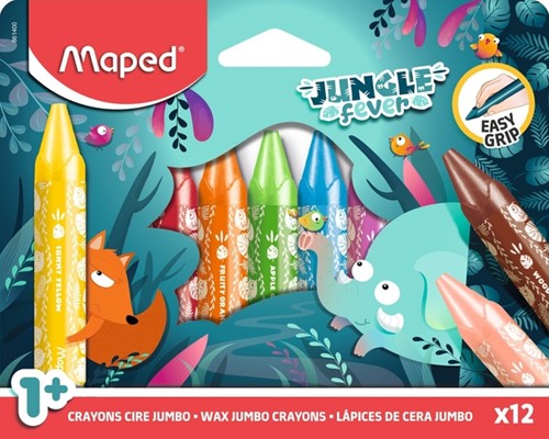 Waskrijt Maped Jungle Fever Jumbo set à 12 kleuren
