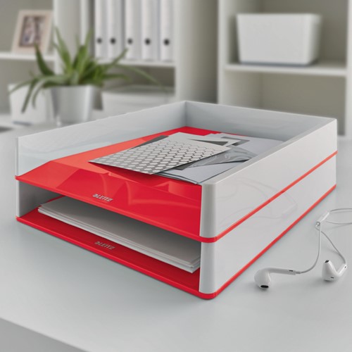 Brievenbak Leitz WOW A4 wit/rood-2