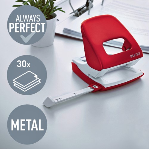 Perforator Leitz WOW 5008 metaal 30 vel rood 1 Stuk-2