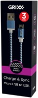 Kabel Grixx Micro USB naar USB-A 3m blauw Wit 1 Stuk-2
