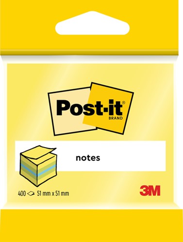 Memoblok 3M Post-it 2012L 51x51mm kubus ass kleur 400 Vel-2