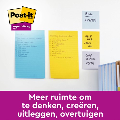 Memoblok 3M Post-it 5845 Super Sticky 127x203mm lijn assorti kleur 90 vel-1