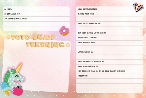 Vriendenboek Interstat Unicorn 1 Stuk-3