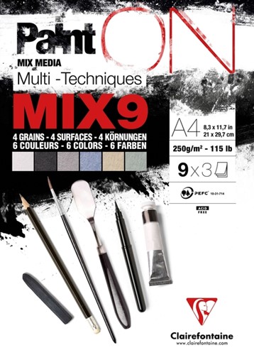 Mix Media Papier CF A4 Paint On 27 vel 250gram ass 1 Stuk
