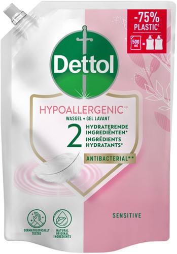 Handzeep Dettol Sensitive antibact 500ml refill 500 Milliliter