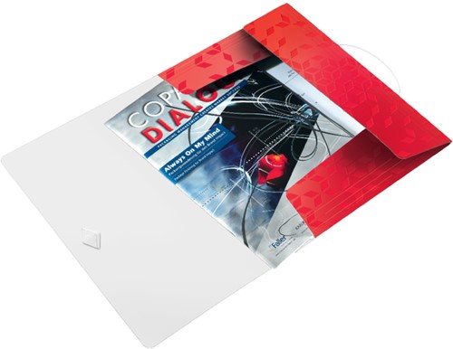 Elastomap Leitz WOW A4 3 kleppen PP rood-2