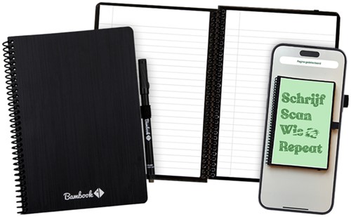 Notitieboek Bambook zwart A5 lijn 40pag uitwisb 1 Stuk
