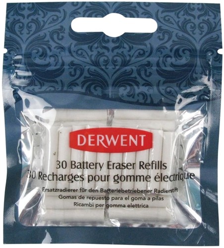Navulling Derwent gum op batterijen 30 stuks wit 30 Stuk