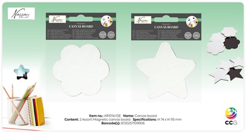 Canvas Nassau fine art ster en bloem 13cm magn 4 Stuk-2