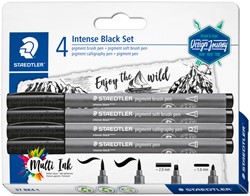 Brushpen Staedtler pigment pen Intense black 4 Stuk