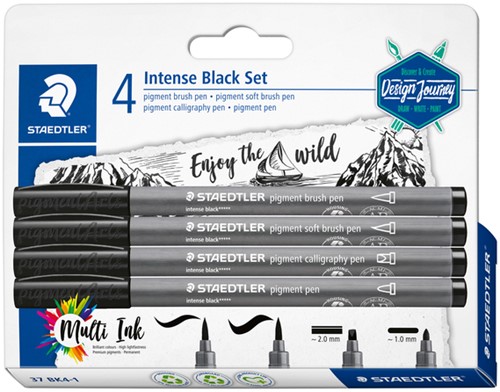 Brushpen Staedtler pigment pen Intense black 4 Stuk